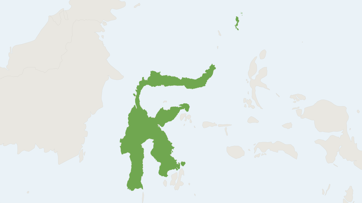 Range map of the Suhaniah Fruit Bat (Thoopterus suhaniahae)