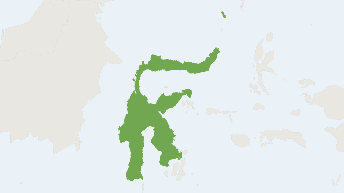 Range map of the Sulawesi Giant Squirrel (Rubrisciurus rubriventer)