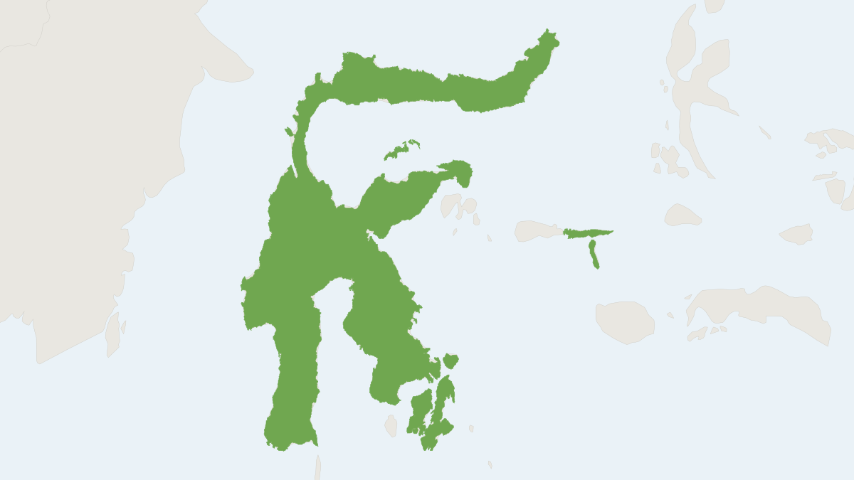 Range map of the Sulawesi Naked-backed Fruit Bat (Dobsonia exoleta)