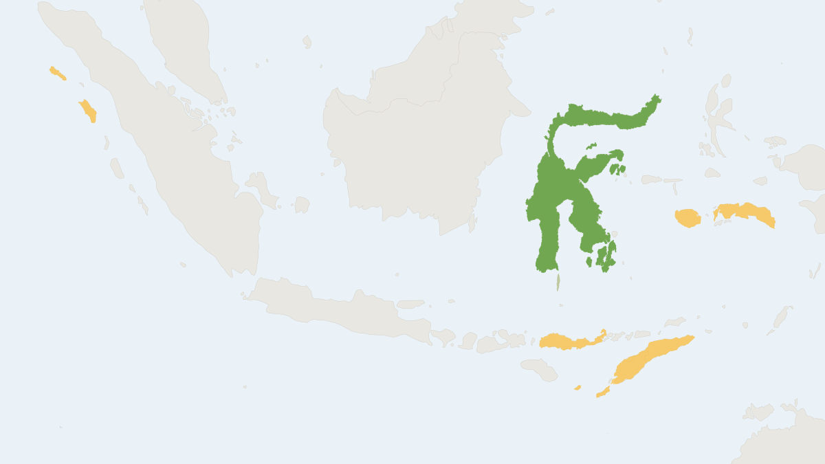Range map of the Sulawesi Warty Pig (Sus celebensis)