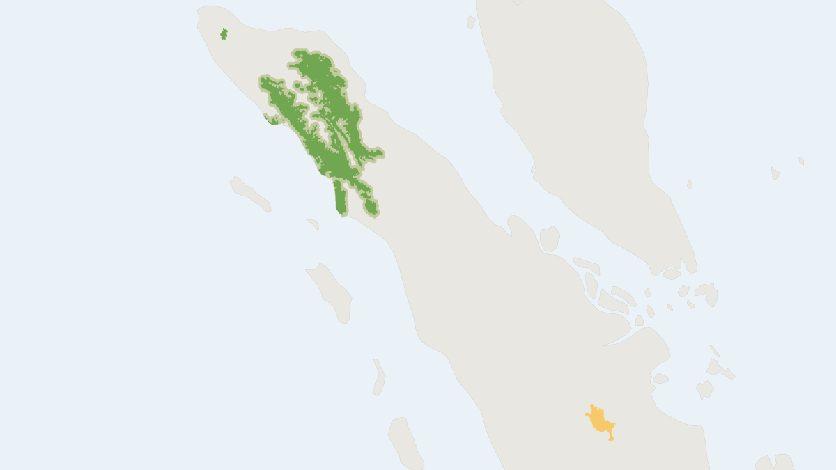 Range map of the Sumatran Orangutan (Pongo abelii) covering Indonesia