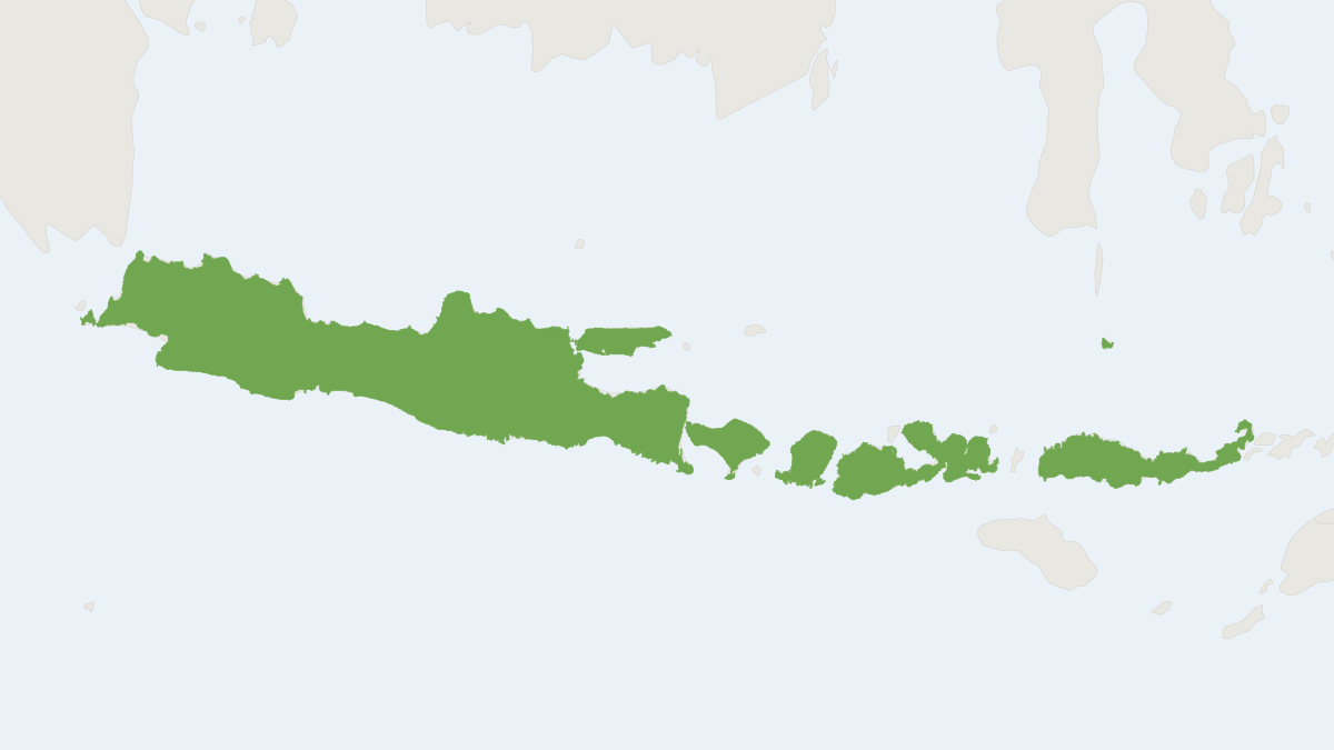 Range map of the Sunda Porcupine (Hystrix javanica)