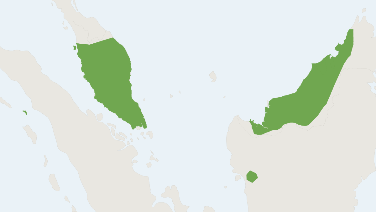 Range map of the Sundaic Lenothrix (Lenothrix canus)