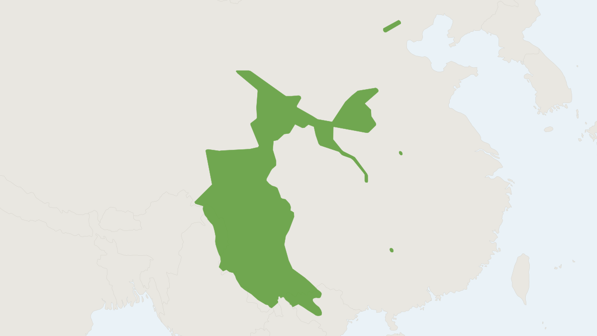 Range map of the Swinhoe's Striped Squirrel (Tamiops swinhoei)