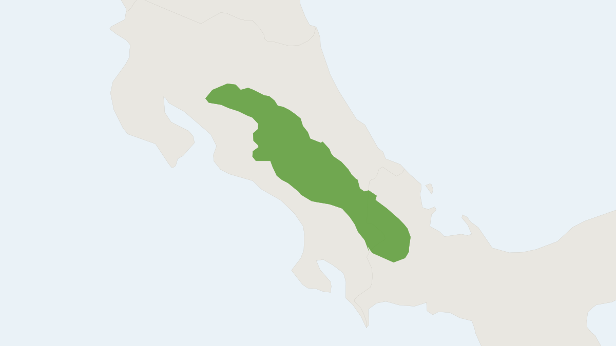 Range map of the Talamancan Small-eared Shrew (Cryptotis gracilis) covering Costa Rica and Panama