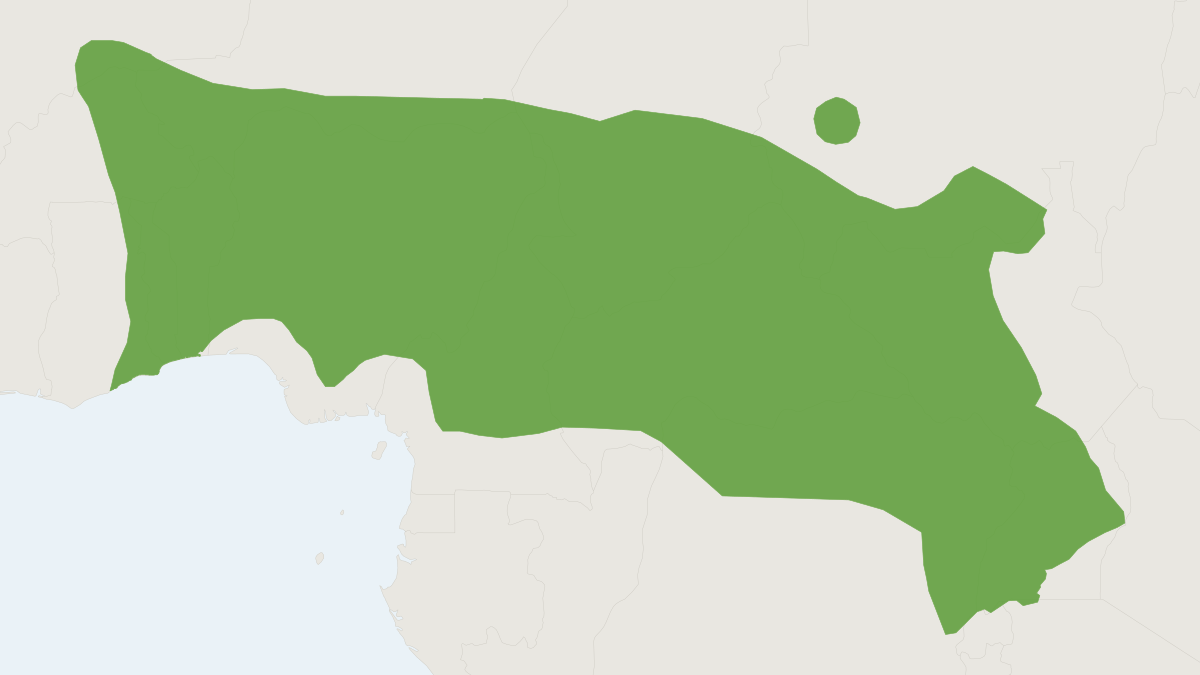 Range map of the Tantalus Monkey (Chlorocebus tantalus)