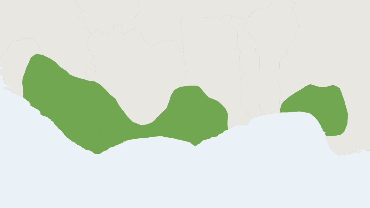 Range map of the Temminck's Striped Mouse (Hybomys trivirgatus)