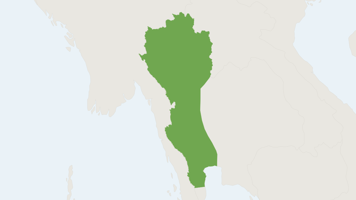 Range map of the Thai Horseshoe Bat (Rhinolophus thailandensis)