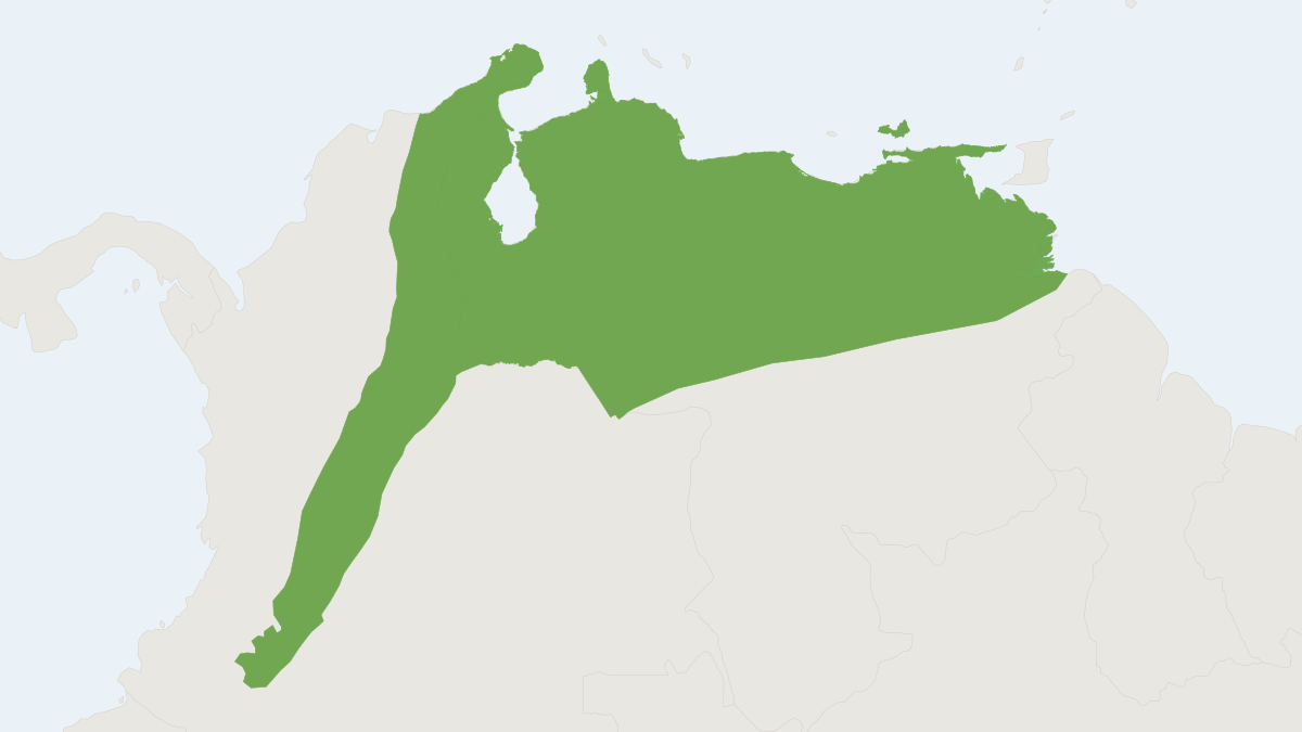 Range map of the Tiny Yellow Bat (Rhogeessa minutilla)