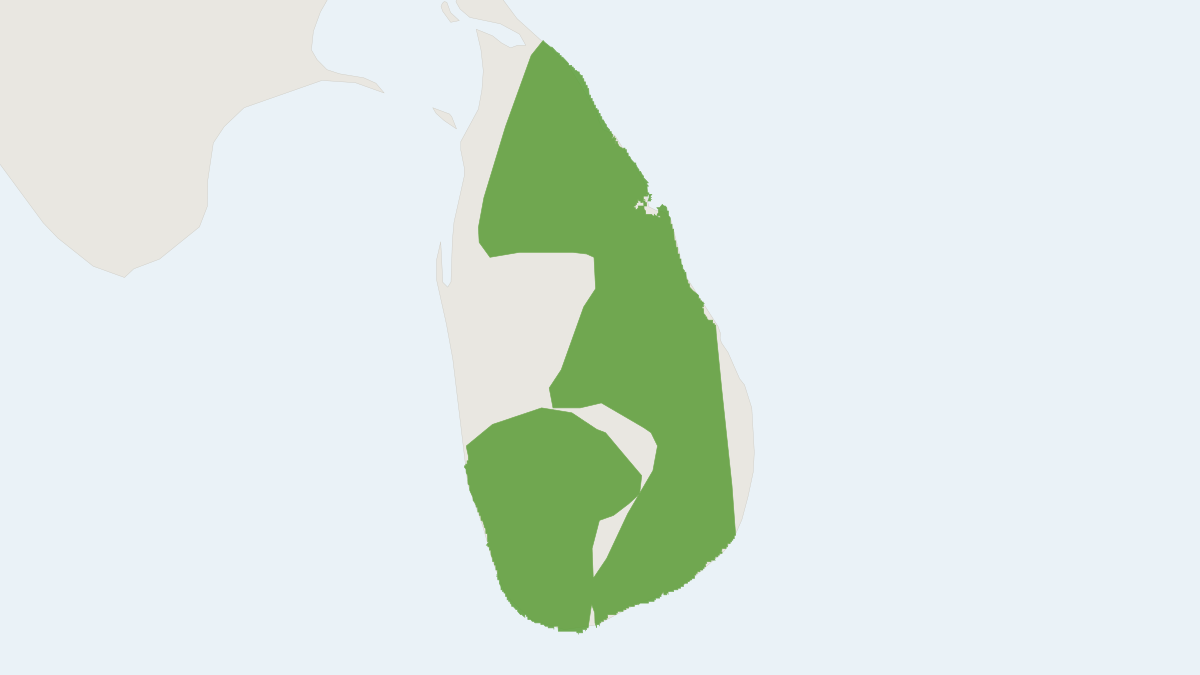 Range map of the Toque Macaque (Macaca sinica)