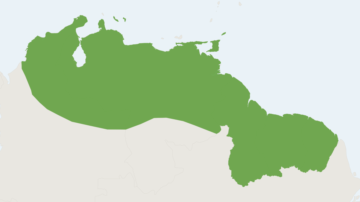 Range map of the Trinidadian Funnel-eared Bat (Natalus tumidirostris)