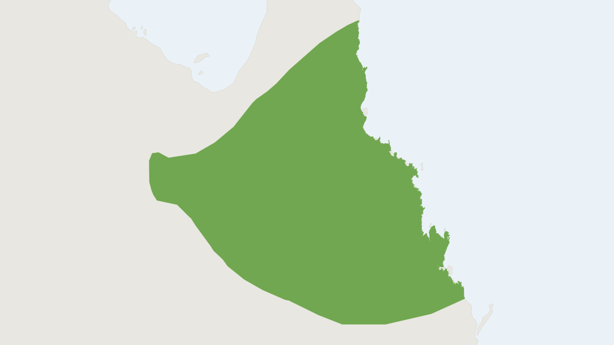 Range map of the Troughton's Sheath-tailed Bat (Taphozous troughtoni)