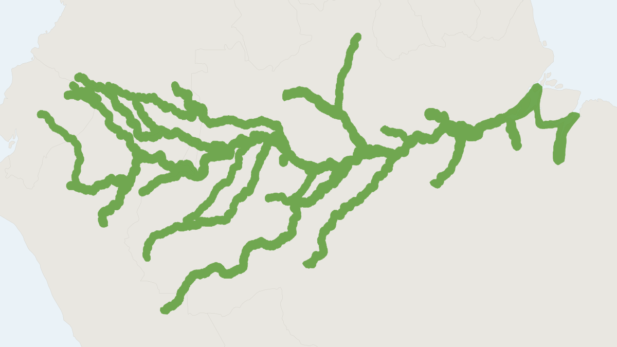 Range map of the Tucuxi (Sotalia fluviatilis)