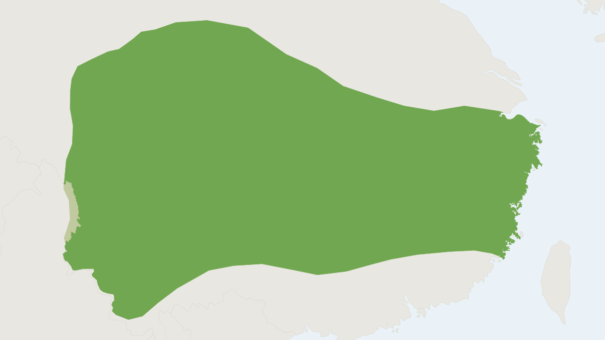 Range map of the Tufted Deer (Elaphodus cephalophus)