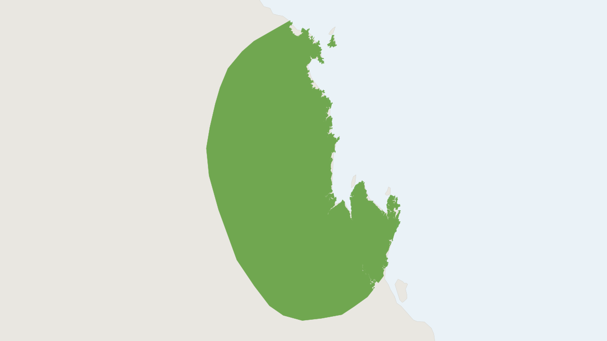 Range map of the Unadorned Rock Wallaby (Petrogale inornata)