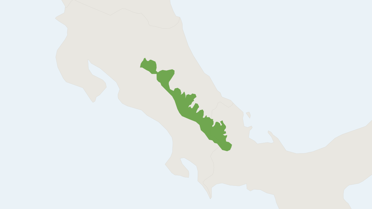 Range map of the Underwood's Water Mouse (Rheomys underwoodi)
