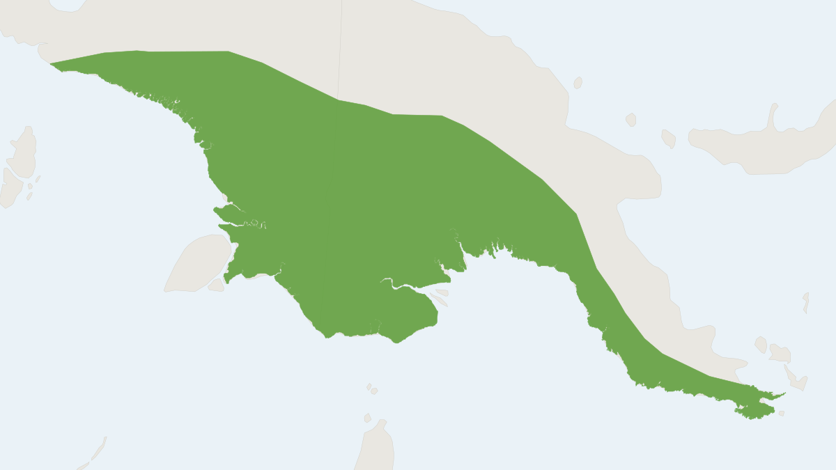 Range map of the Unstriped Tube-nosed Bat (Paranyctimene raptor)