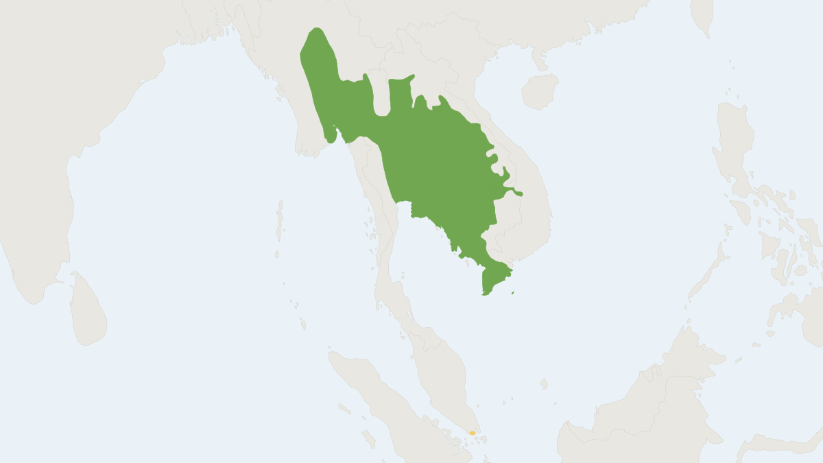 Range map of the Variable Squirrel (Callosciurus finlaysonii) covering Cambodia, Italy and Japan