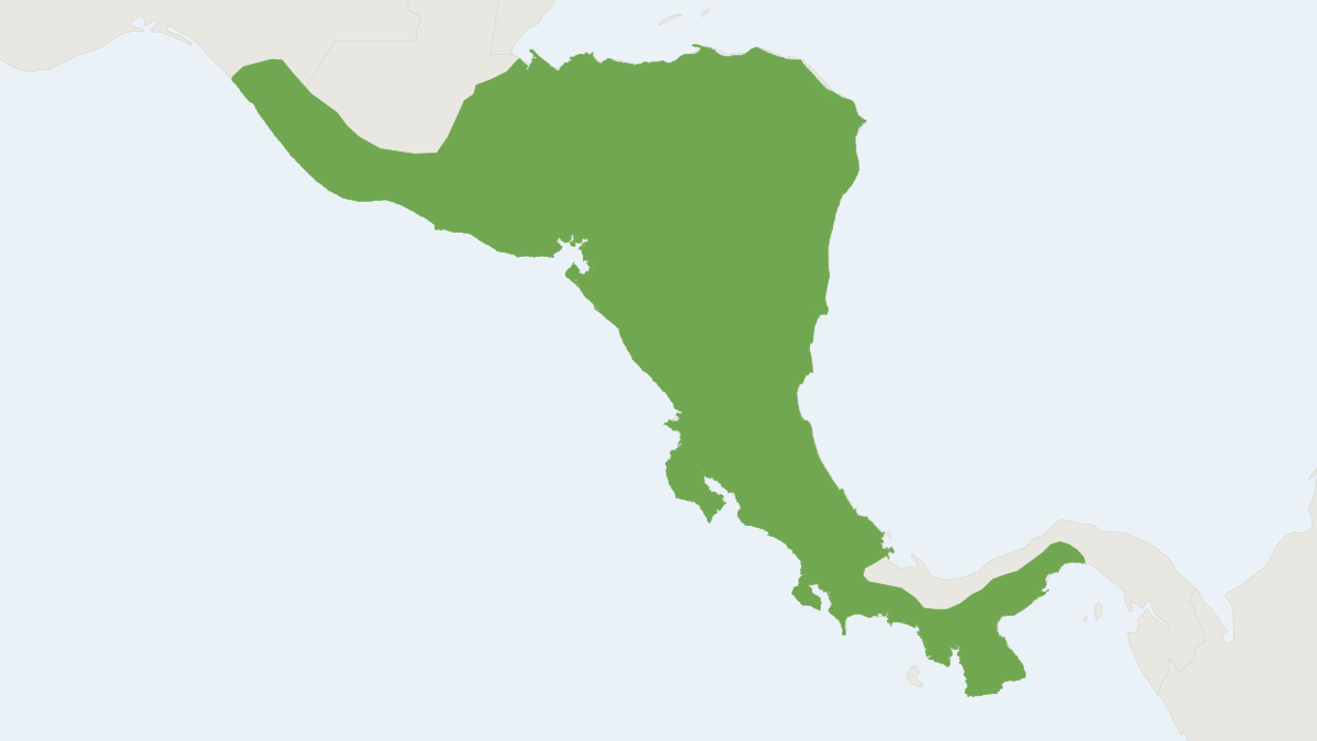 Range map of the Variegated Squirrel (Sciurus variegatoides)