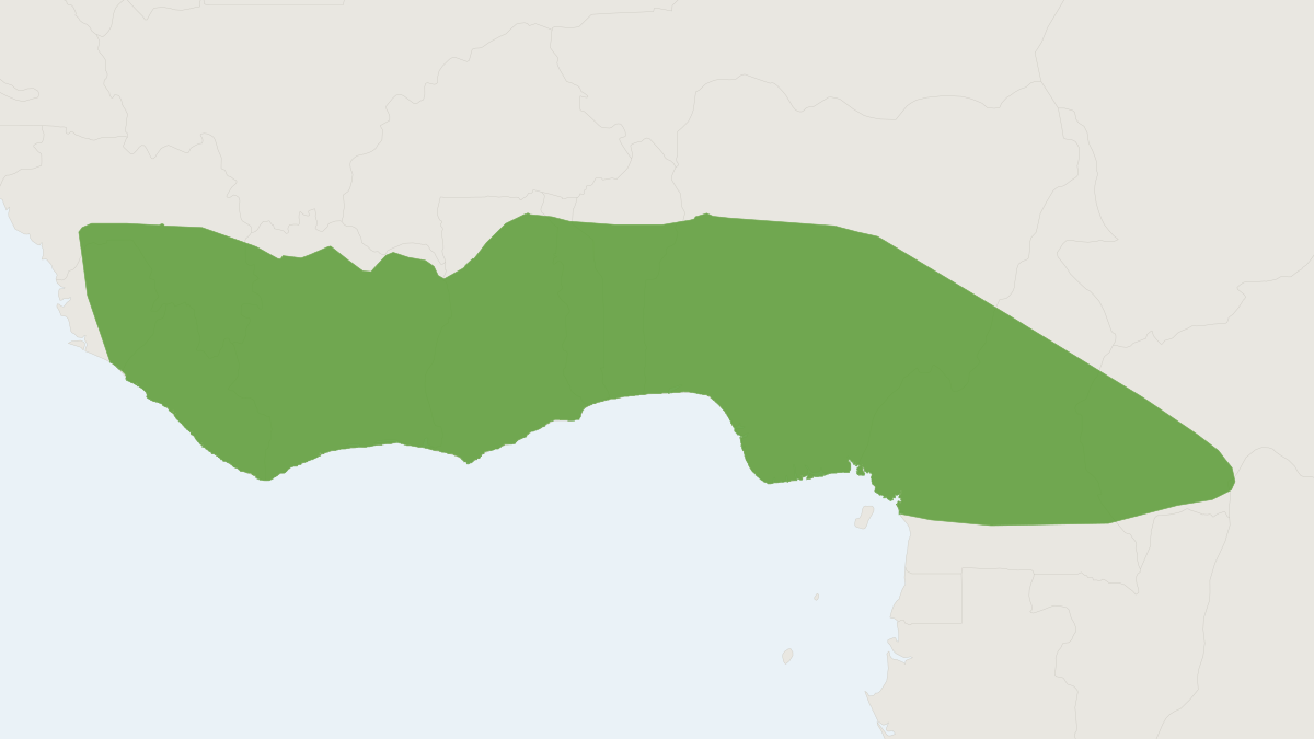 Range map of the Veldkamp's Bat (Nanonycteris veldkampii)