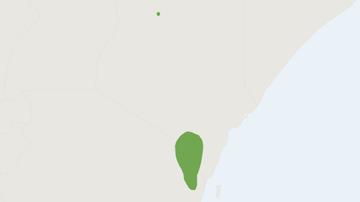 Range map of the Vermiculate Shrew (Crocidura xantippe) covering Kenya and Tanzania