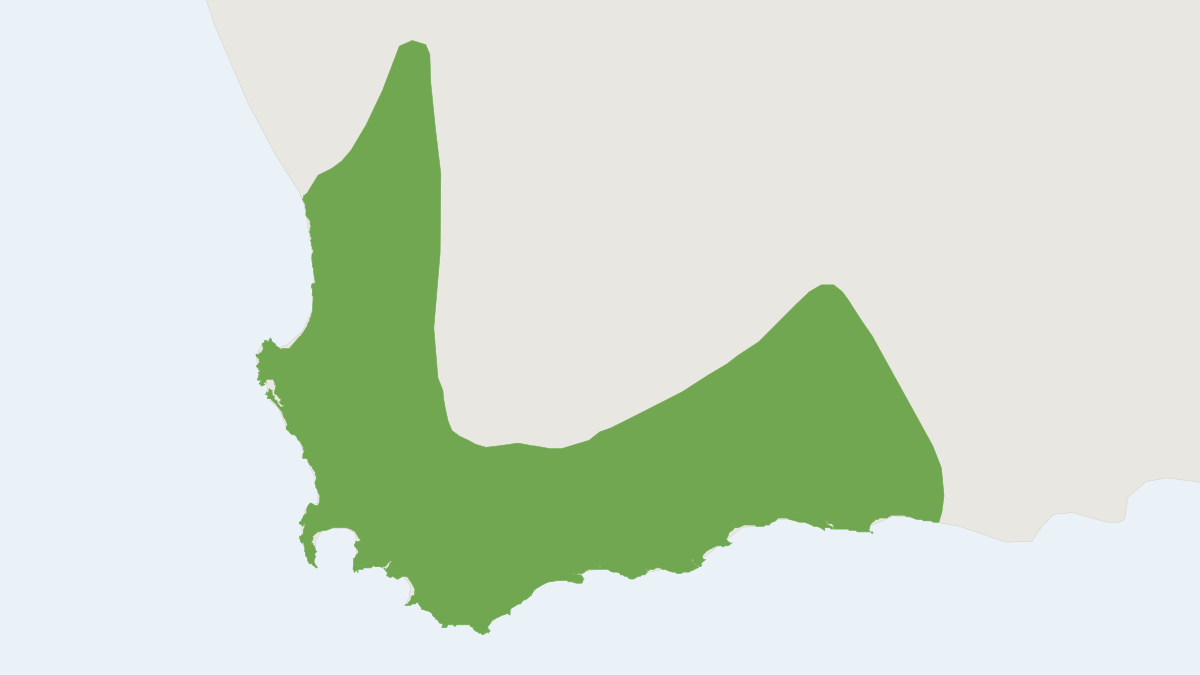 Range map of the Verreaux's Mouse (Myomyscus verreauxii)
