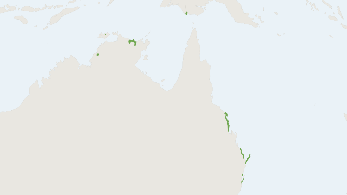 Range map of the Water Mouse (Xeromys myoides)