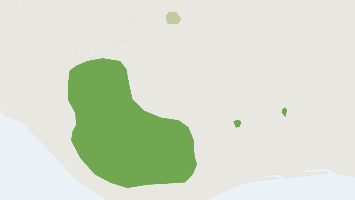 Range map of the West African Oyan (Poiana leightoni)