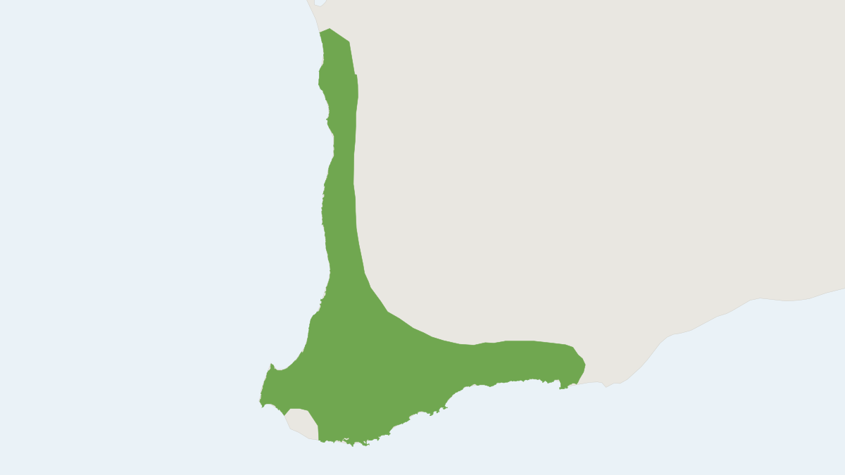 Range map of the Western Brush Wallaby (Notamacropus irma)