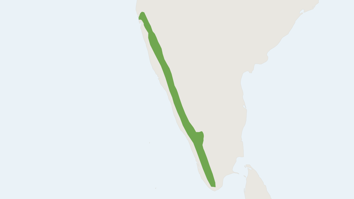 Range map of the Western Ghats Striped Squirrel (Funambulus tristriatus)