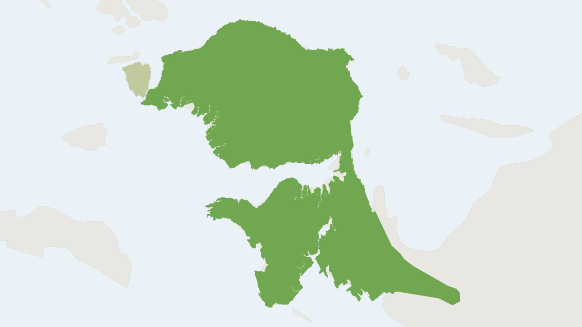 Range map of the Western Long-beaked Echidna (Zaglossus bruijnii) covering Indonesia