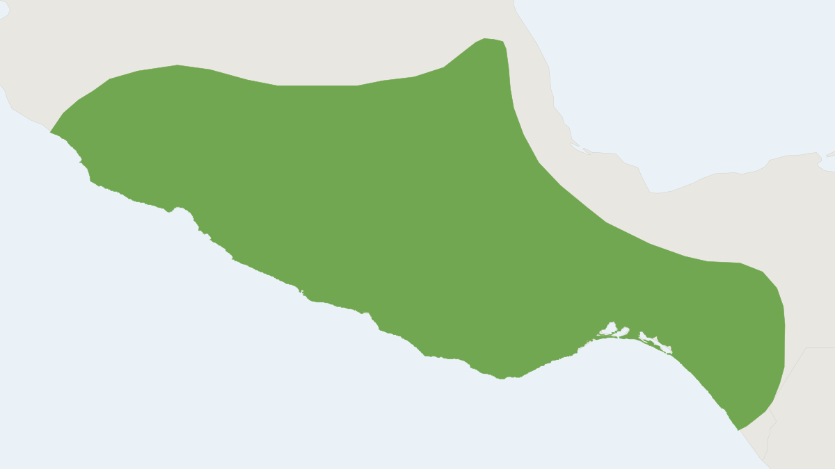 Range map of the Western Long-tongued Bat (Glossophaga morenoi)