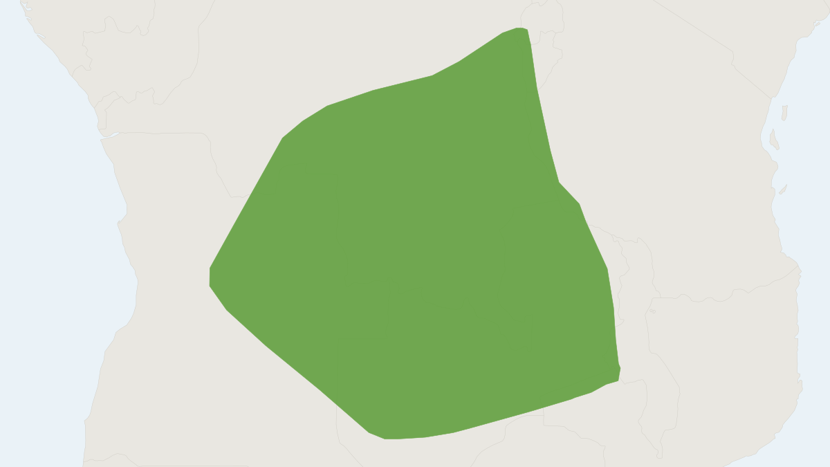 Range map of the White-bellied Mops Bat (Mops niveiventer)