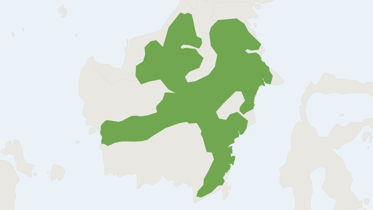 Range map of the White-fronted Langur (Presbytis frontata)