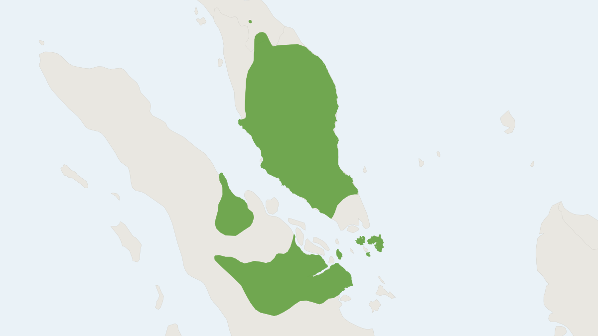 Range map of the White-thighed Surili (Presbytis siamensis)