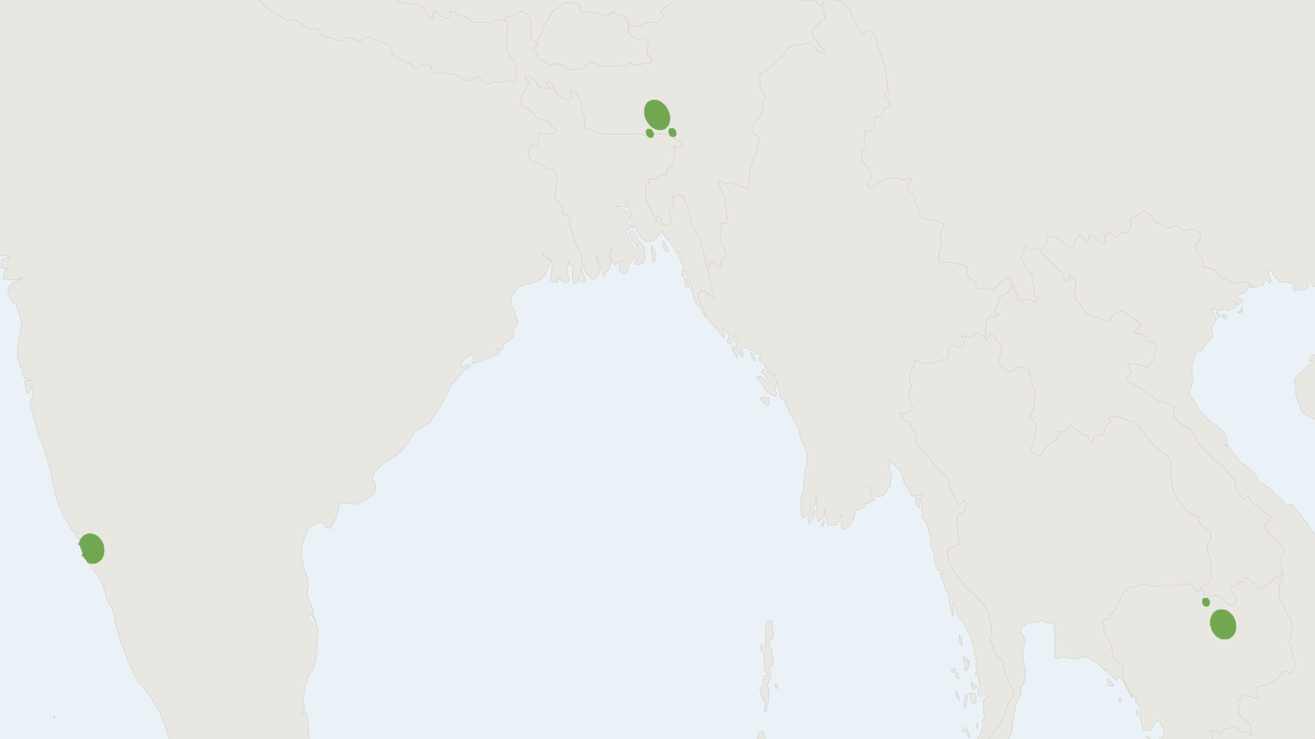 Range map of the Wroughton's Free-tailed Bat (Otomops wroughtoni)