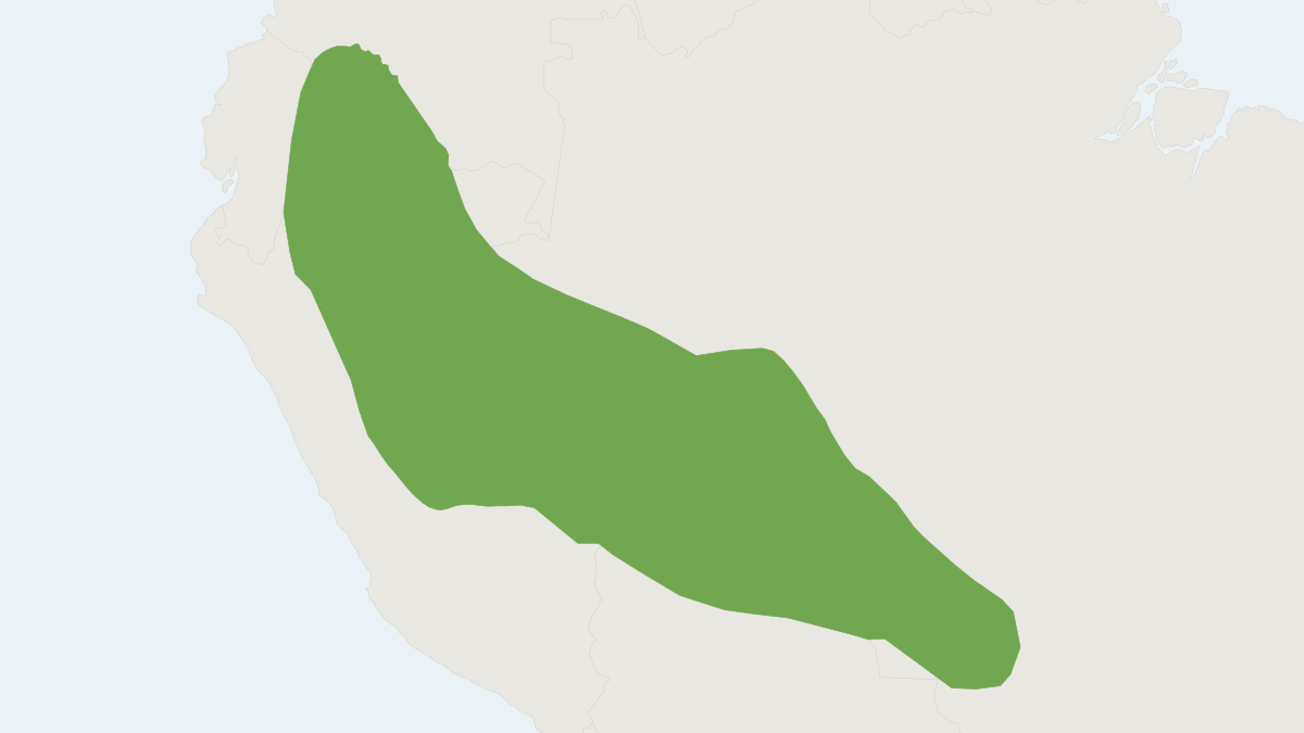 Range map of the Yellow-crowned Brush-tailed Rat (Isothrix bistriata)