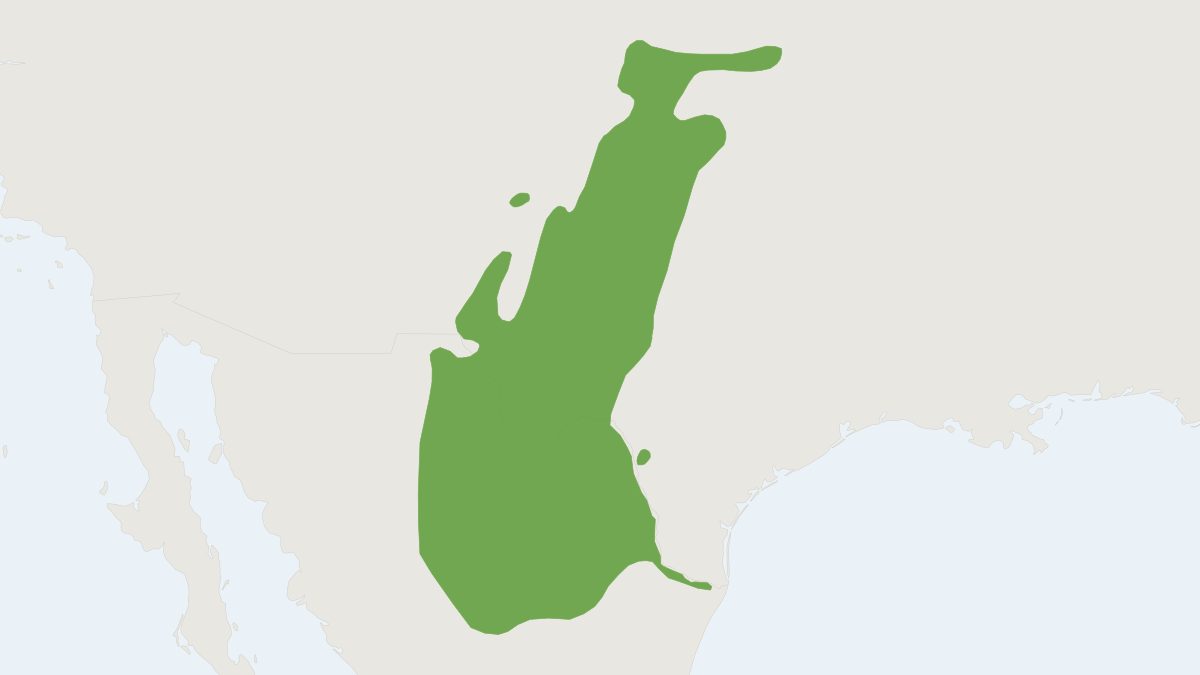 Range map of the Yellow-faced Pocket Gopher (Cratogeomys castanops)