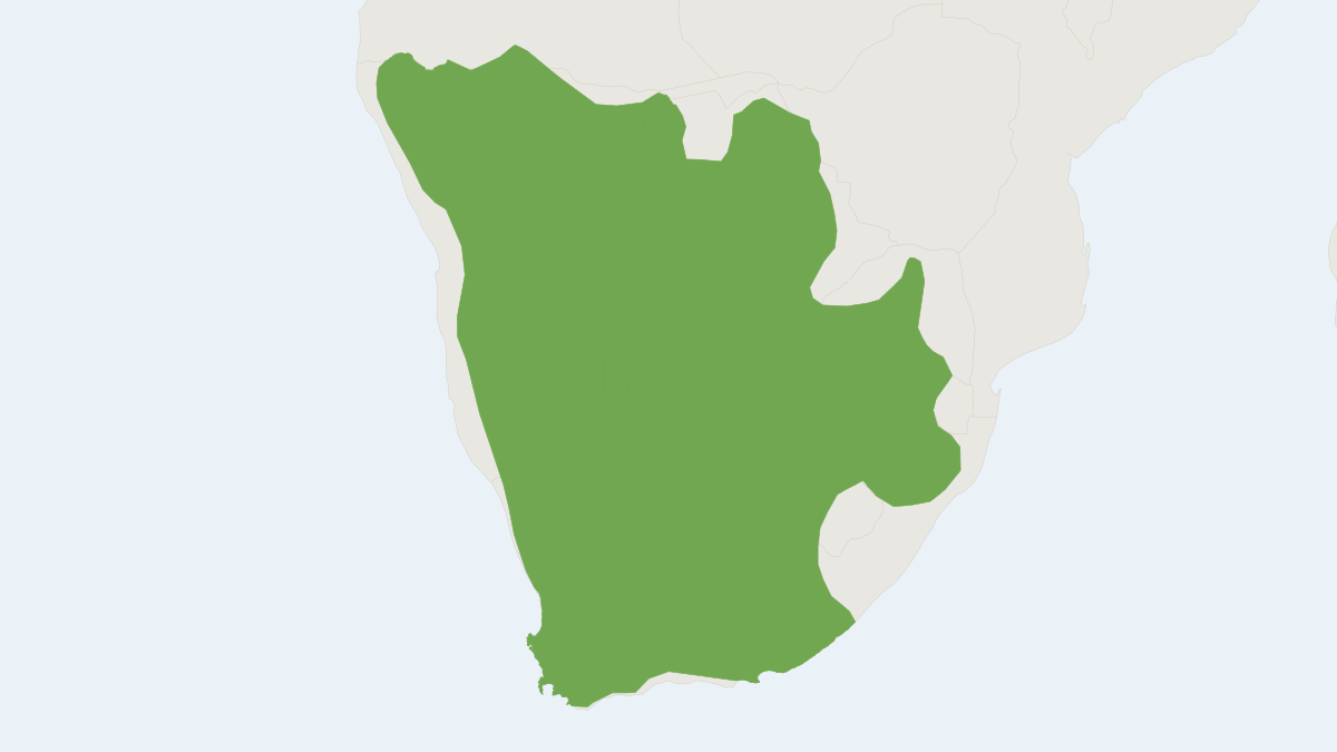 Range map of the Yellow Mongoose (Cynictis penicillata)