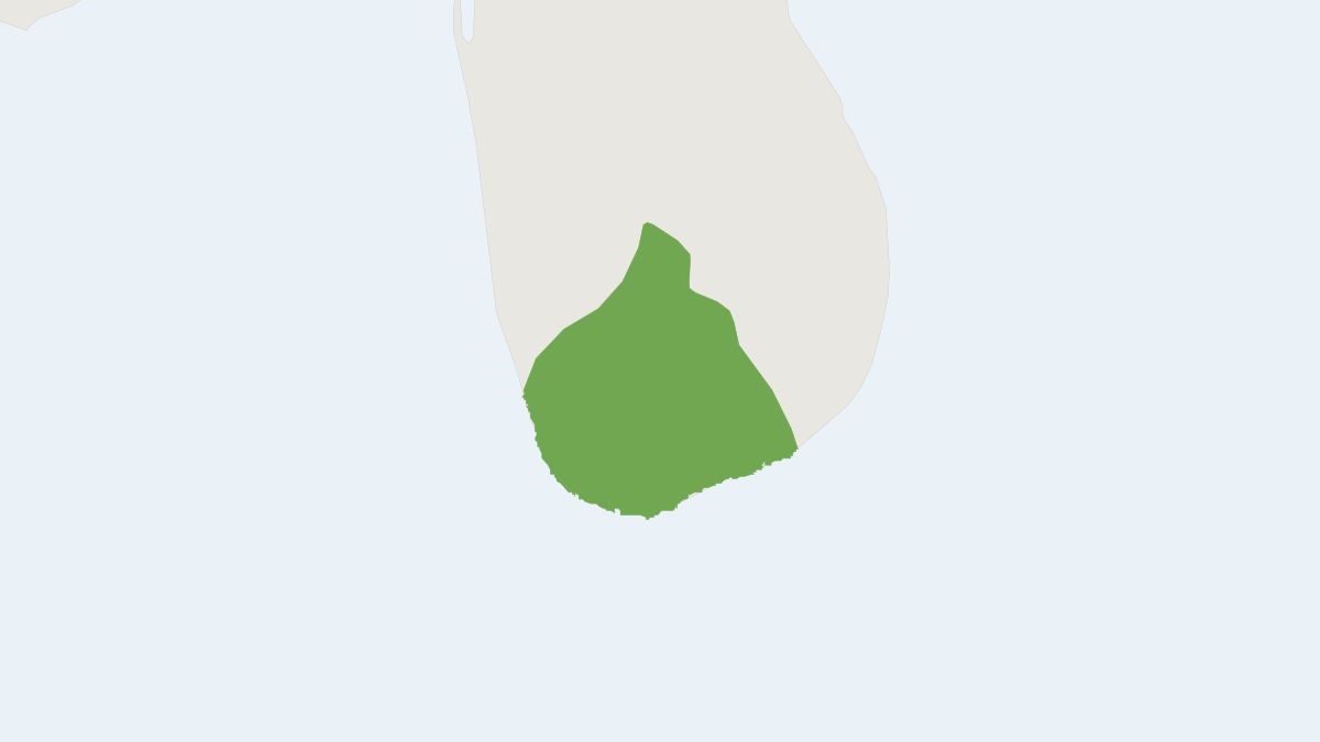 Range map of the Yellow-striped Chevrotain (Moschiola kathygre)
