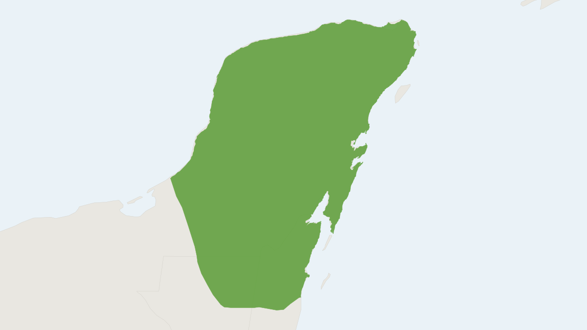 Range map of the Yucatan Brown Brocket (Mazama pandora)