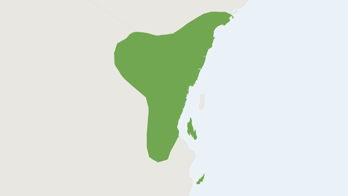 Range map of the Zanj Sun Squirrel (Heliosciurus undulatus)